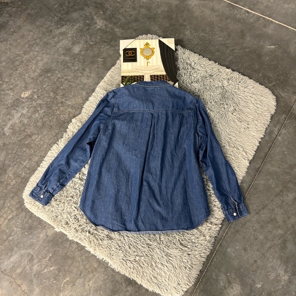 Maurices Dark Blue Casual Long Sleeve Button Down Denim Jean Chambray Shirt 1 XL - Picture 10 of 16